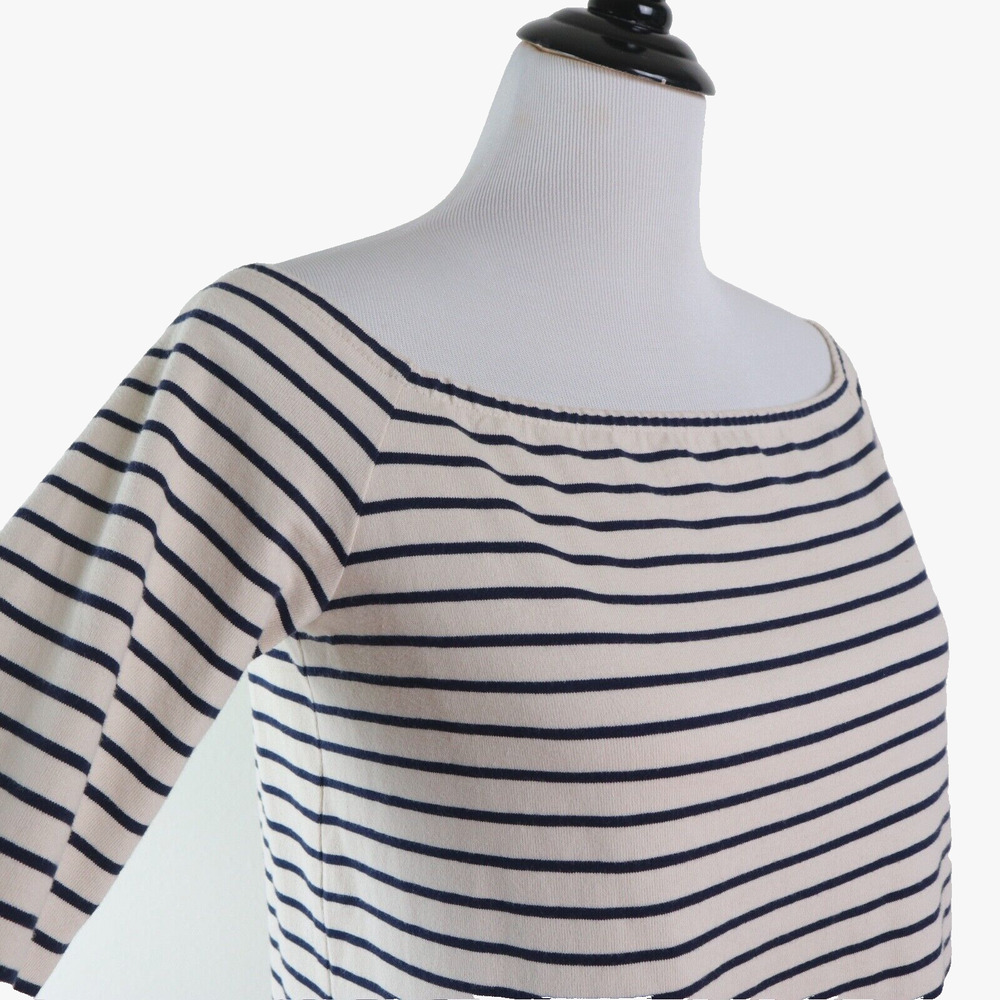 Theory Size M Aprine K Classic Stripe Off-the-Shoulder Top White Black - Picture 7 of 10